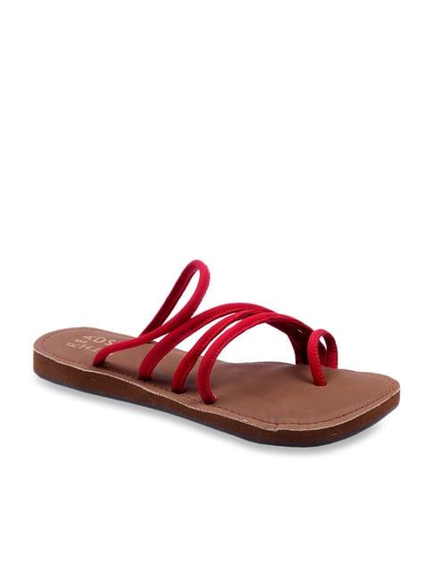 solethreads women's swirl red casual sandals