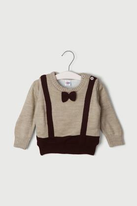 solid acrylic regular fit infant boys sweater - natural