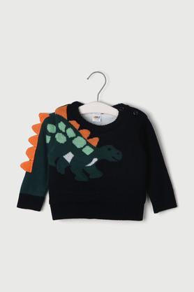 solid acrylic regular fit infant boys sweater - navy