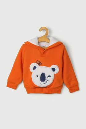 solid acrylic regular fit infant boys sweater - orange