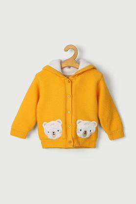 solid acrylic regular fit infant boys sweater - yellow