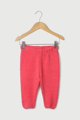 solid acrylic regular fit infant girls pants - pink