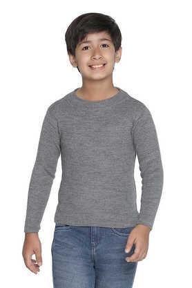 solid acrylic round neck boys sweater - grey