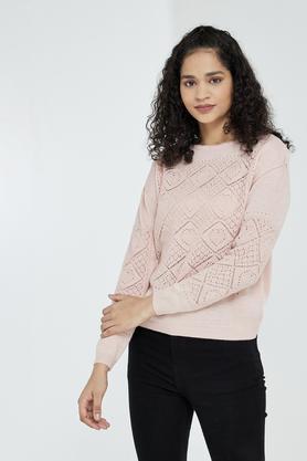 solid acrylic women's pullover - blush
