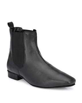 solid ankle-length boots