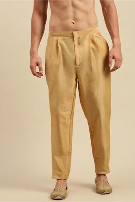 solid art silk regular fit men's payjama style pant - natural