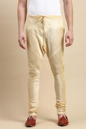 solid art silk straight fit men's pyjamas - natural
