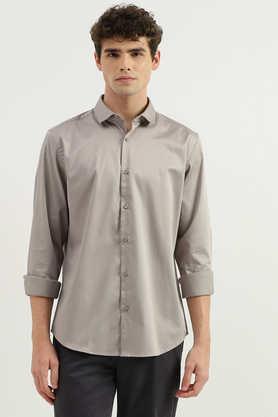 solid blended fabric slim fit men's casual wear shirt - grey