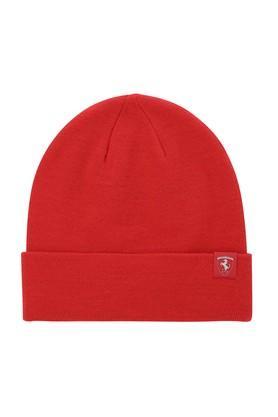 solid blended regular fit mens beanie cap - red