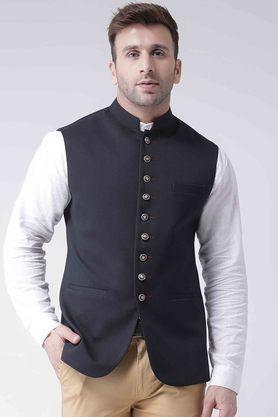 solid-blended-regular-fit-mens-occasion-wear-nehru-jacket---navy