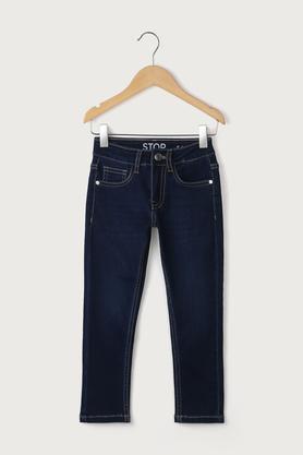 solid blended slim fit girls jeans - indigo