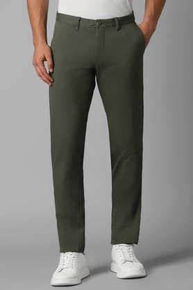 solid blended tapered fit men's casual trouser - olive