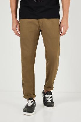 solid blended tapered fit men's joggers - olive