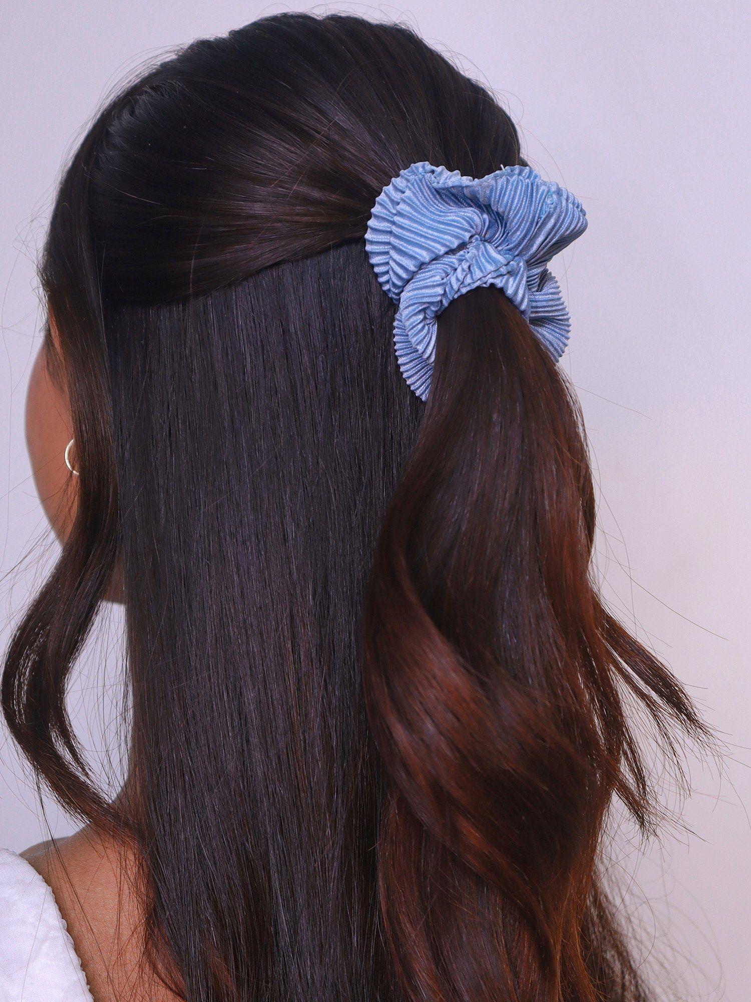 solid blue textured scrunchie