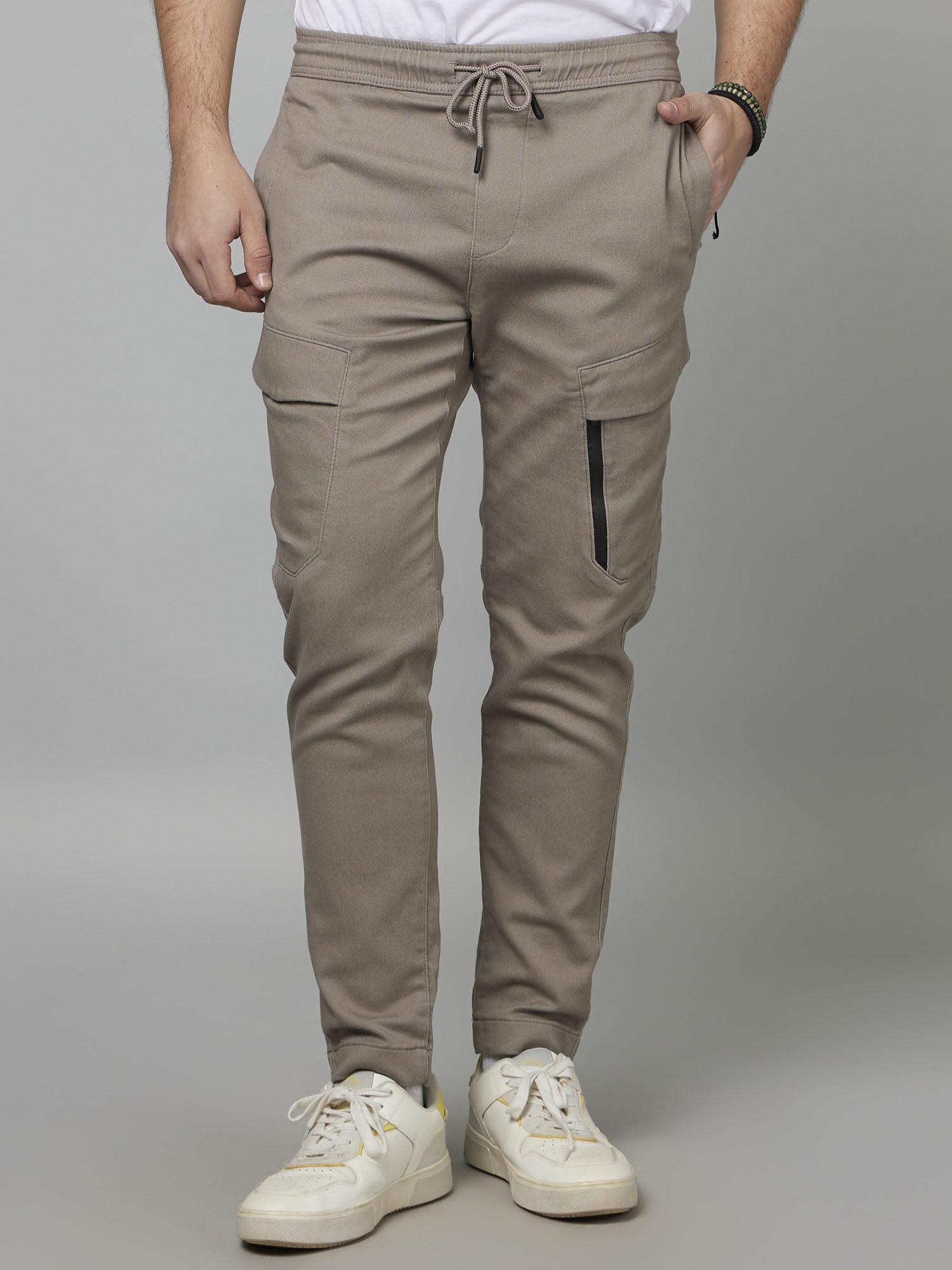 solid brown cotton joggers