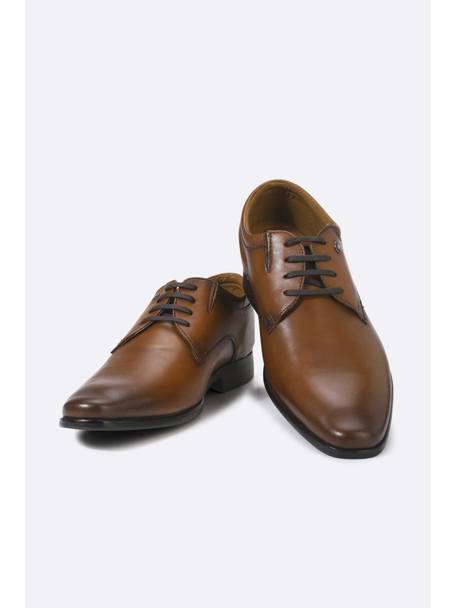 solid brown lace up shoes