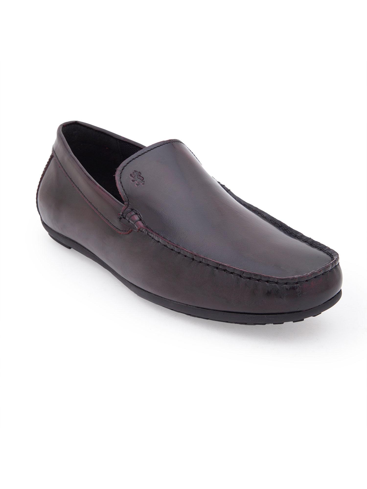 solid brown slip-on dress shoes