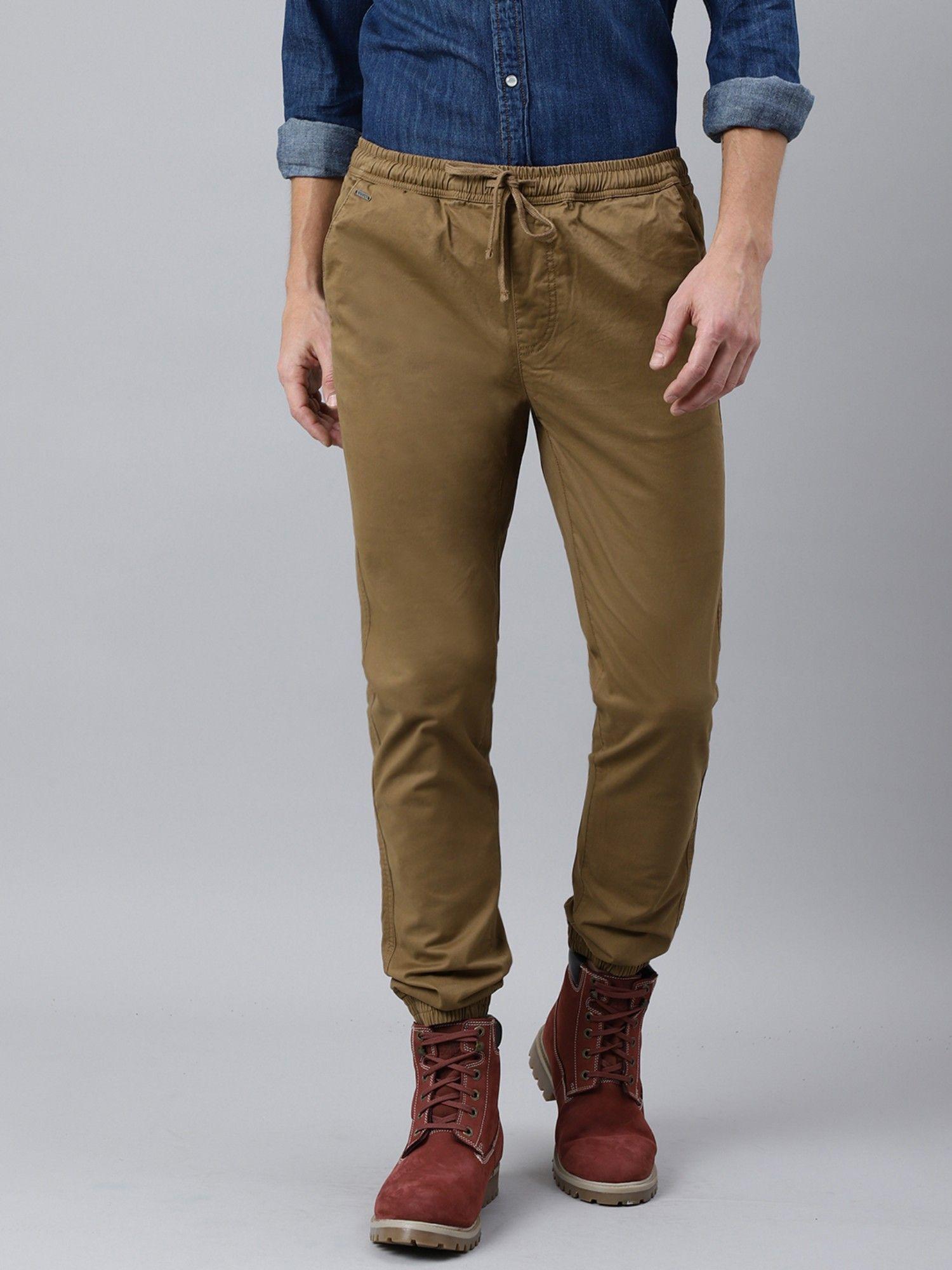 solid camel brown joggers