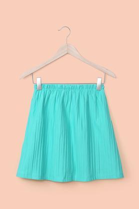 solid cotton blend regular fit girl's skirts - green