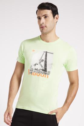 solid cotton blend regular fit men's t-shirt - lime green