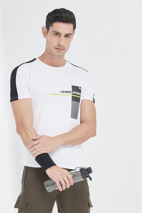 solid cotton blend regular men's active wear t-shirt - white