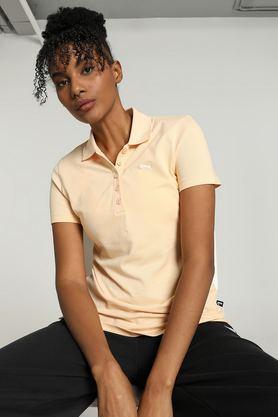 solid cotton collared women's t-shirt - orange