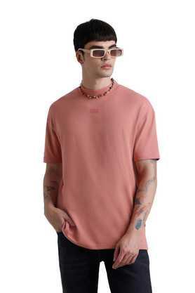 solid cotton crew neck men's t-shirt - pink