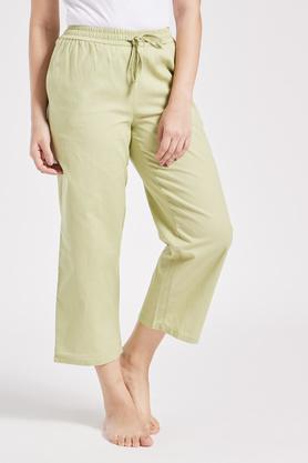 solid cotton flex straight fit women's pyjamas - green