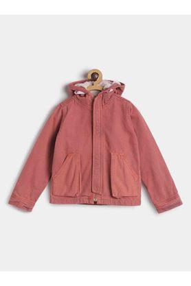 solid cotton hoody boys jacket - red