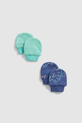 solid cotton infant boys mittens - navy