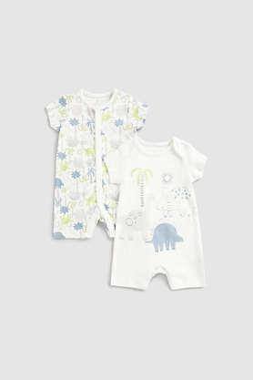 solid cotton infant boys rompers - white