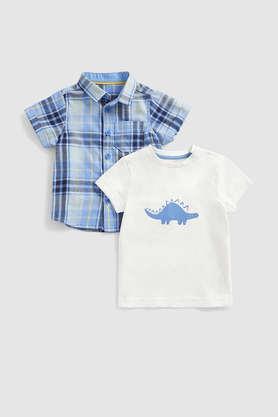 solid cotton infant boys shirt - cream