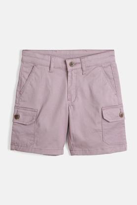 solid cotton lycra regular fit boys shorts - lavender
