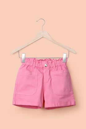 solid-cotton-lycra-regular-fit-girl's-shorts---pink
