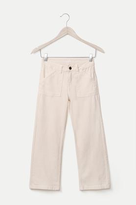 solid cotton lycra regular fit girls jeans - blush