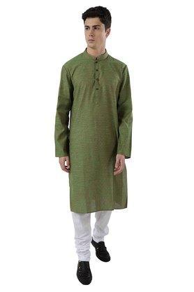 solid cotton men's casual wear kurta - dark green