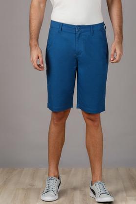 solid cotton men's shorts - blue
