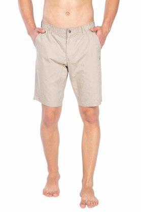 solid cotton men's shorts - khaki