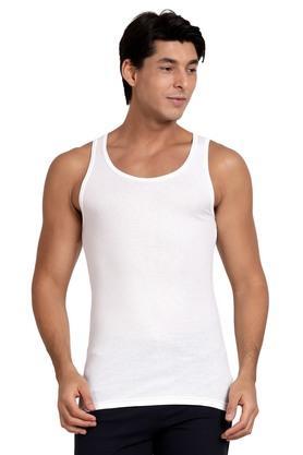 solid cotton men's vest - pack of 2 - white
