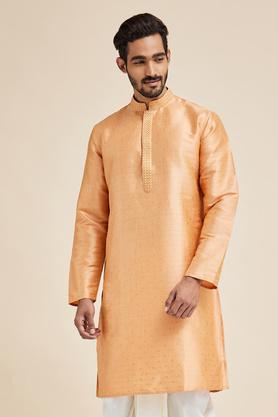 solid cotton mens festive wear kurta - orange