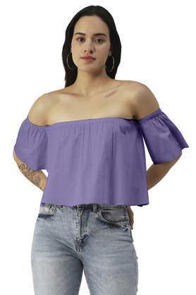 solid-cotton-off-shoulder-women's-top---lavender