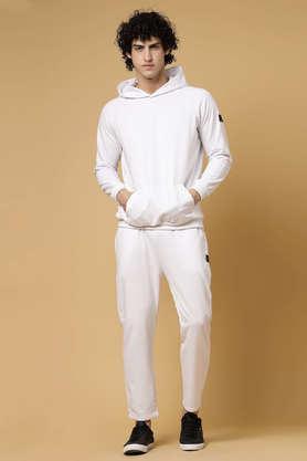 solid cotton oversized fit men's tracksuit - white