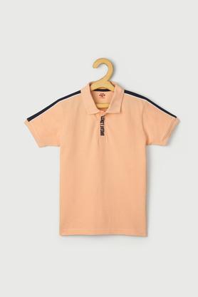 solid cotton polo boys t-shirt - apricot