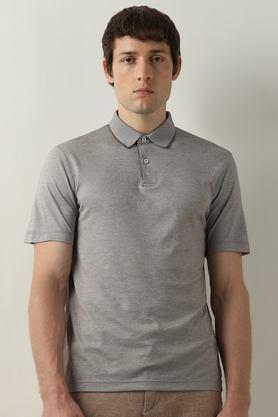 solid cotton polo men's t-shirt - grey