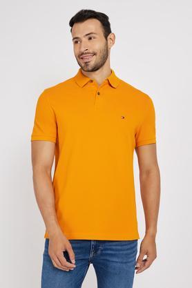solid cotton polo men's t-shirt - orange