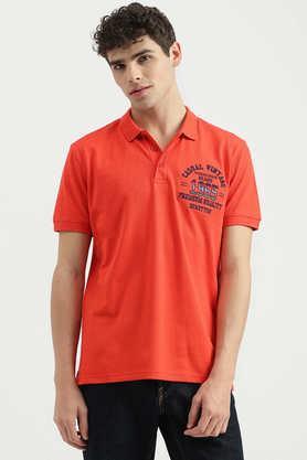 solid cotton polo men's t-shirt - red