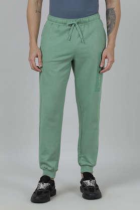 solid cotton poly spandex slim fit men's joggers - jade