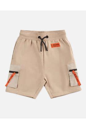 solid cotton regular boy's shorts - brown