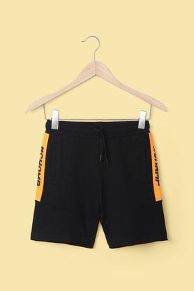 solid cotton regular fit boy's shorts - black