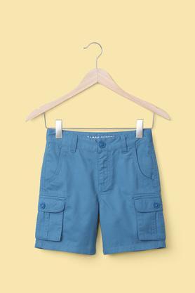 solid cotton regular fit boy's shorts - cobalt